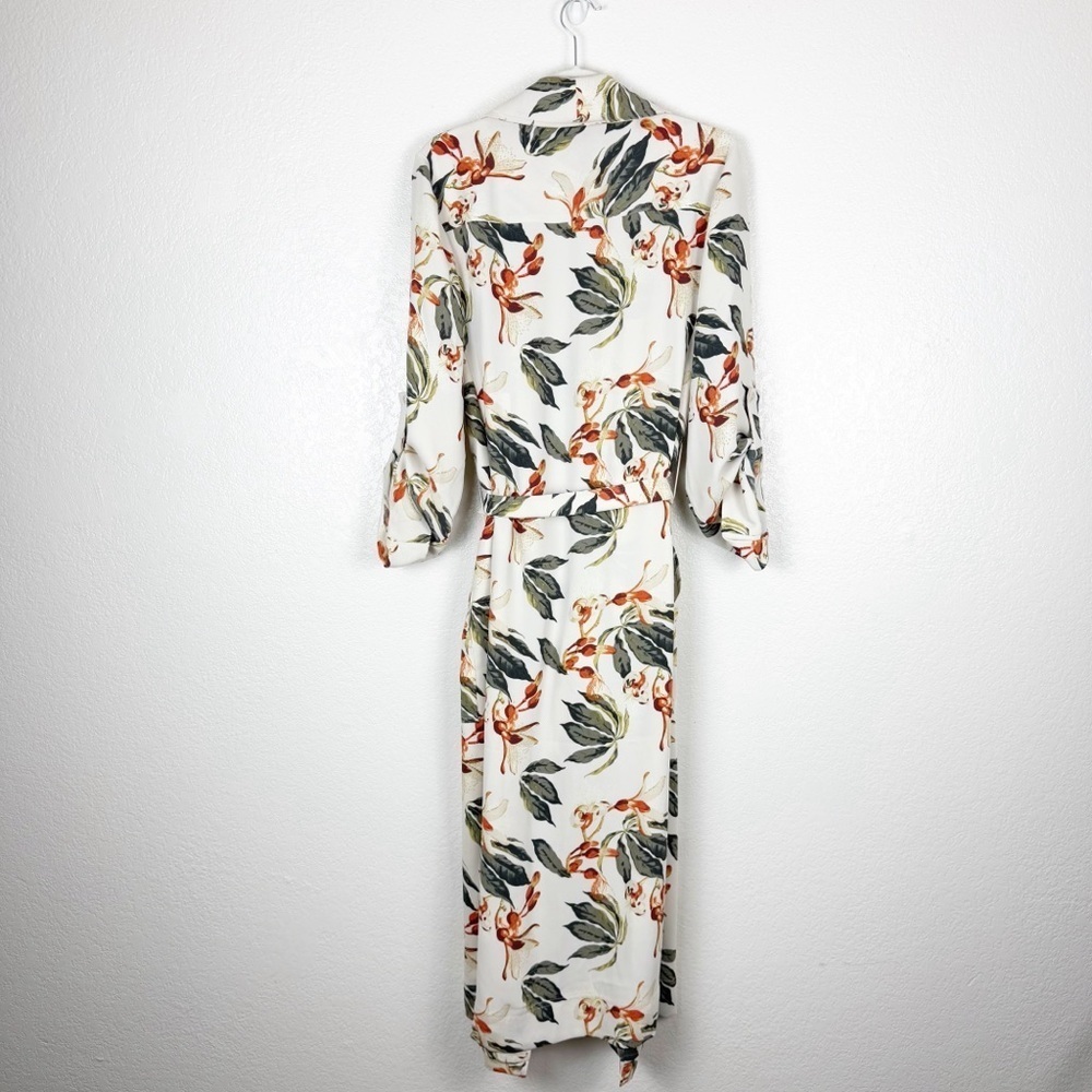 Aritzia Babaton Kahlo Cream Green Tropical Floral Duster Robe Size Large - Picture 5 of 5